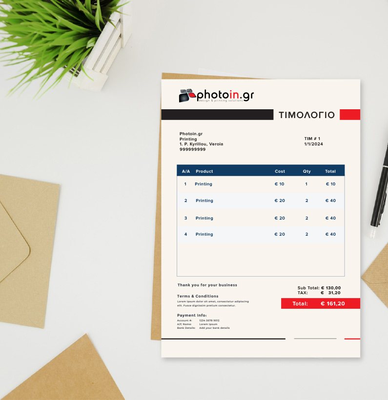 Photoin_invoice_A4 τιμολόγια