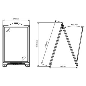 Stand Πεζοδρομίου A-Board διπλής όψης PVC - Mε κορνίζα μαύρο