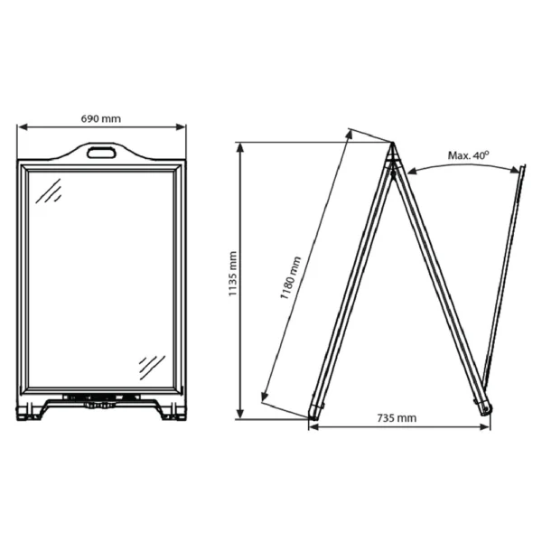 Stand Πεζοδρομίου A-Board διπλής όψης PVC - Mε κορνίζα μαύρο
